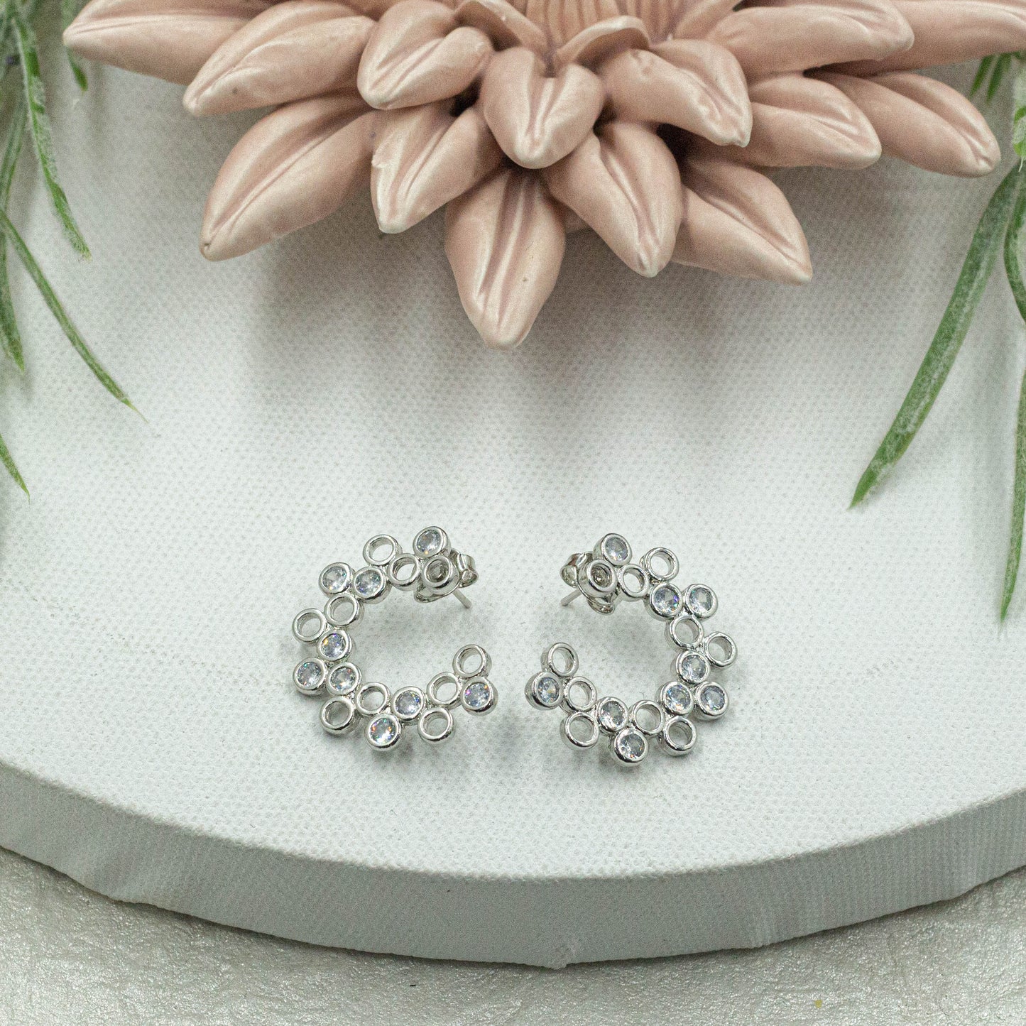 Cz Circles Stud Earrings