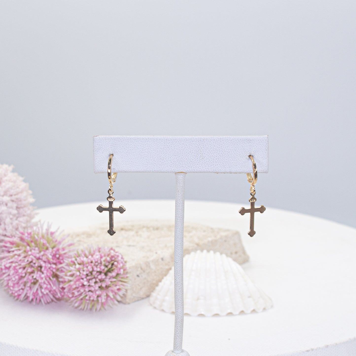 Dainty Cross Huggies Earrings