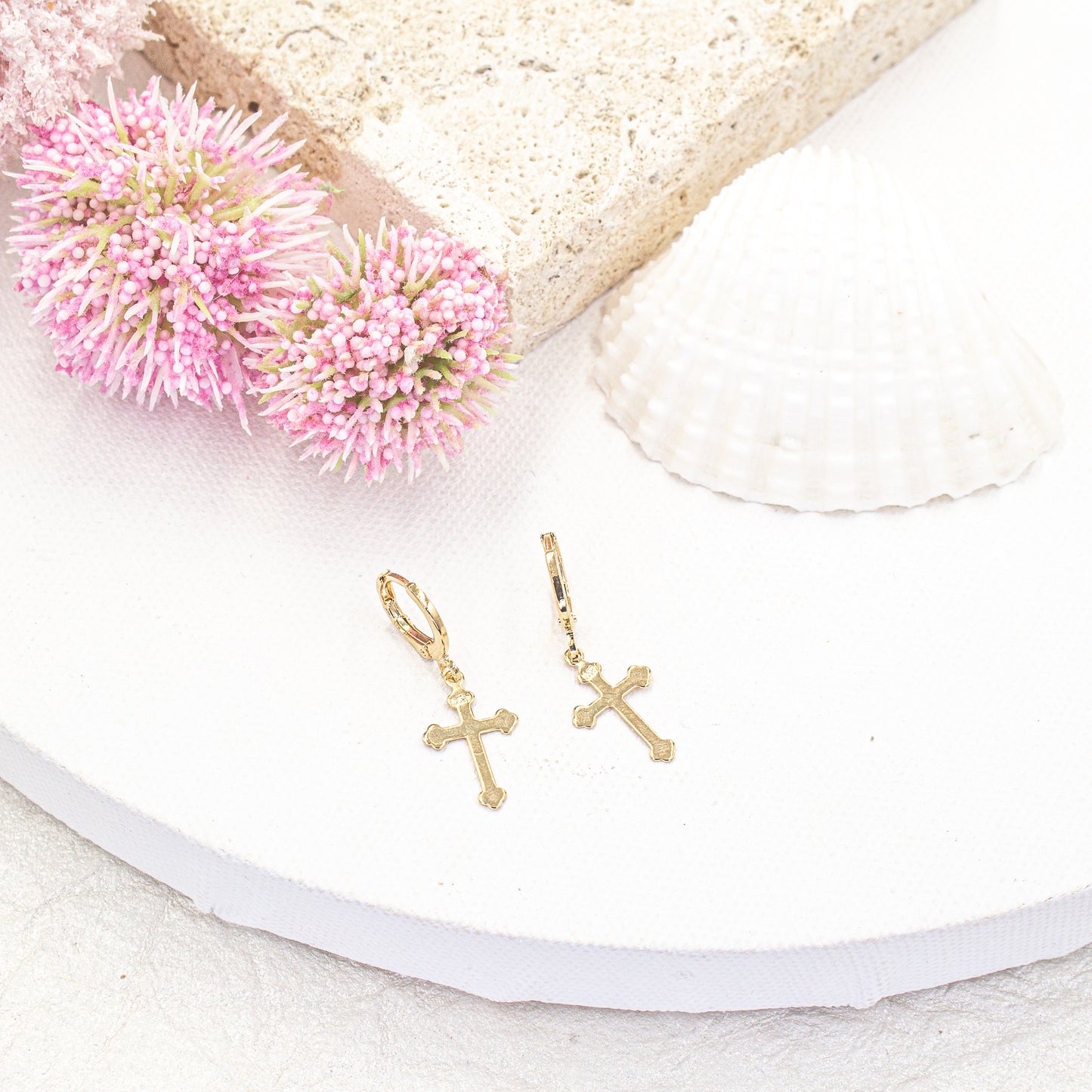 Dainty Cross Huggies Earrings