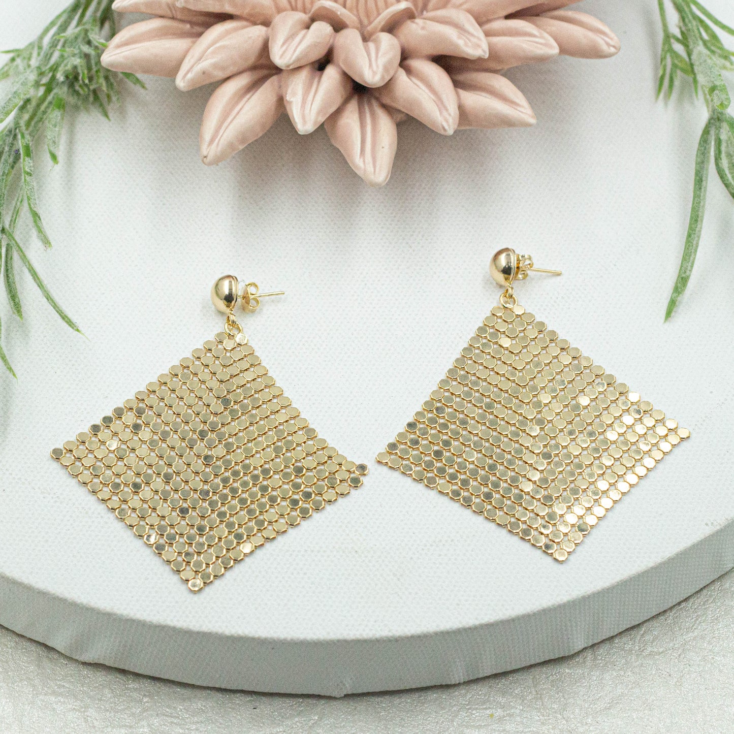 Mesh Tassel Open Earrings