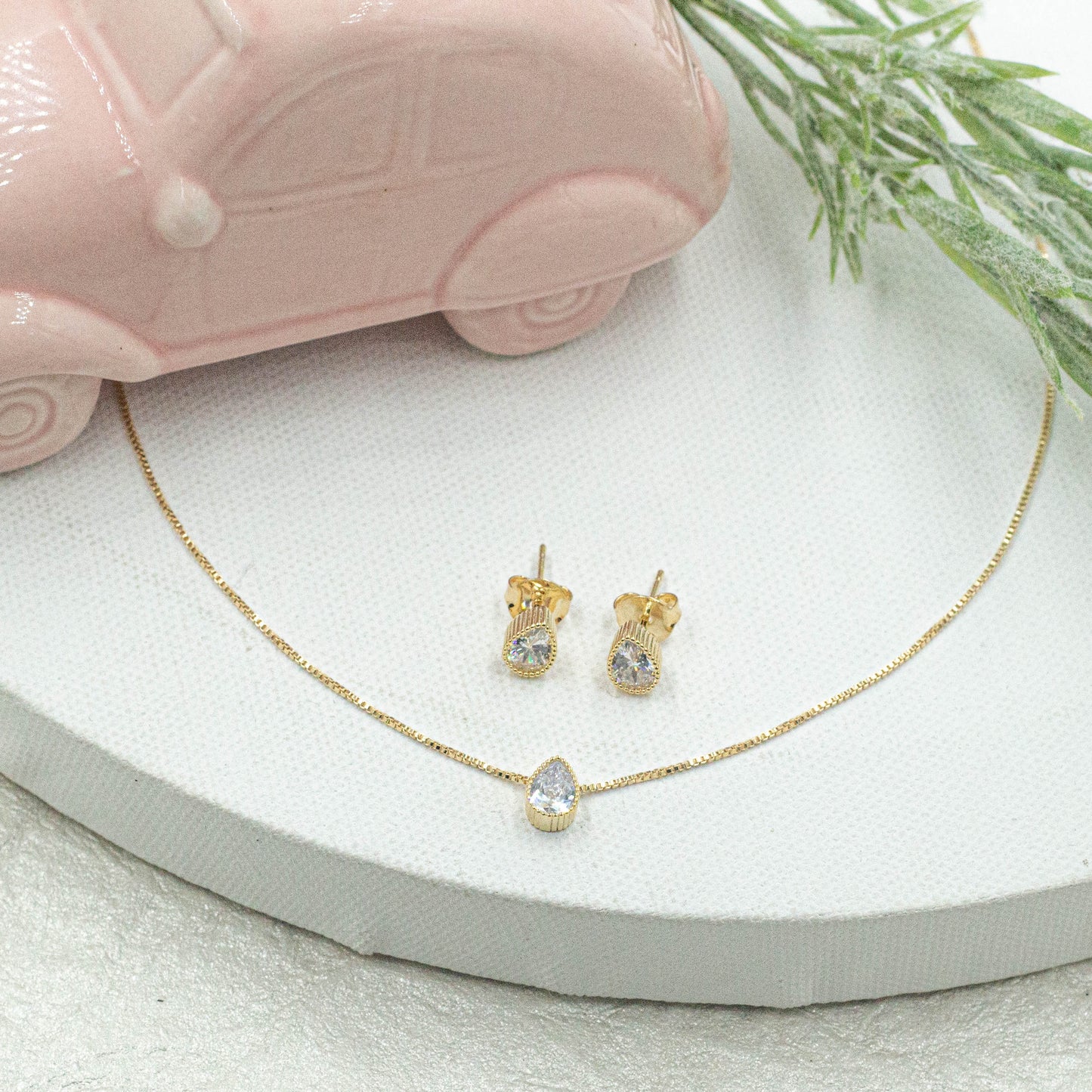 Cz Teardrop Jewelry Set