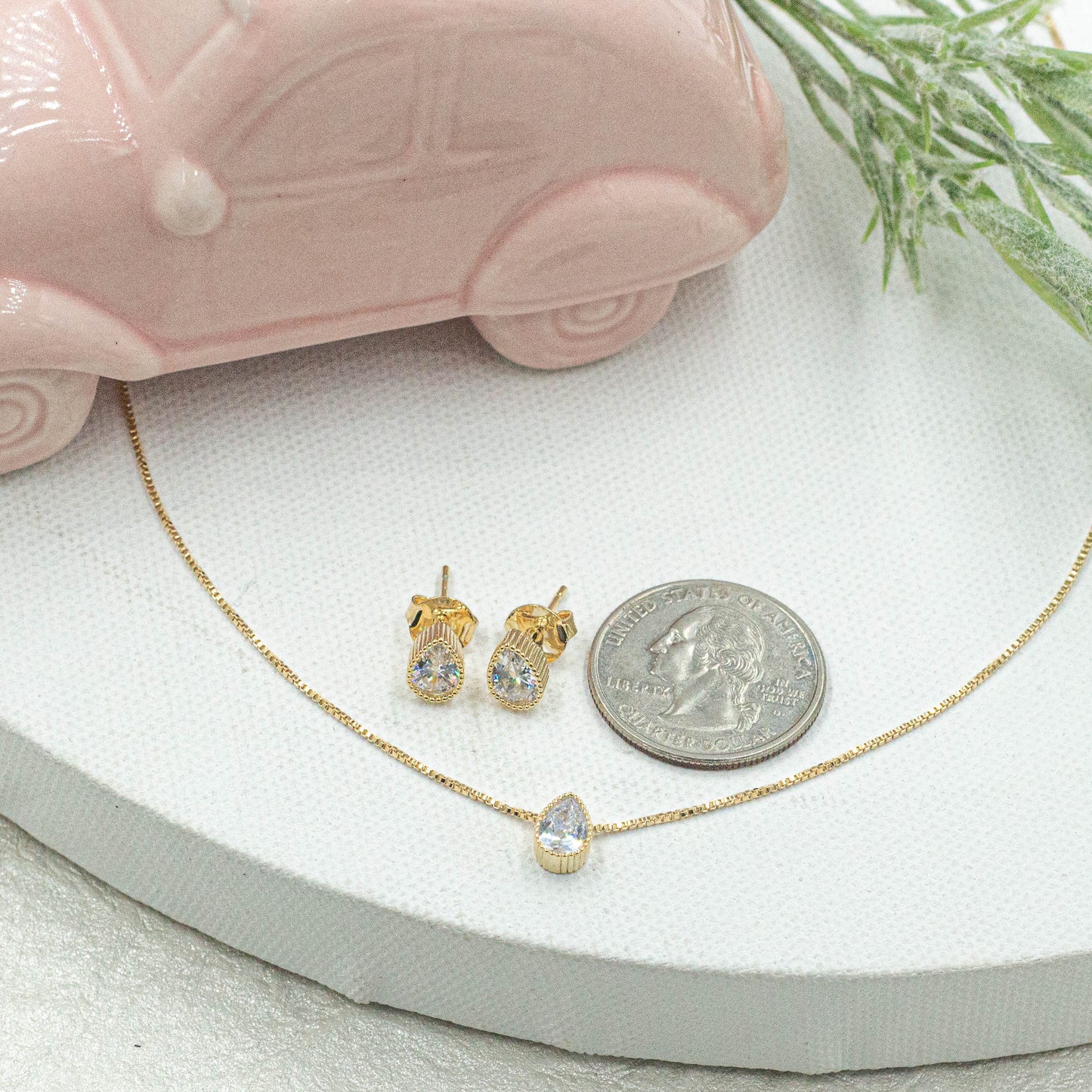 Cz Teardrop Jewelry Set