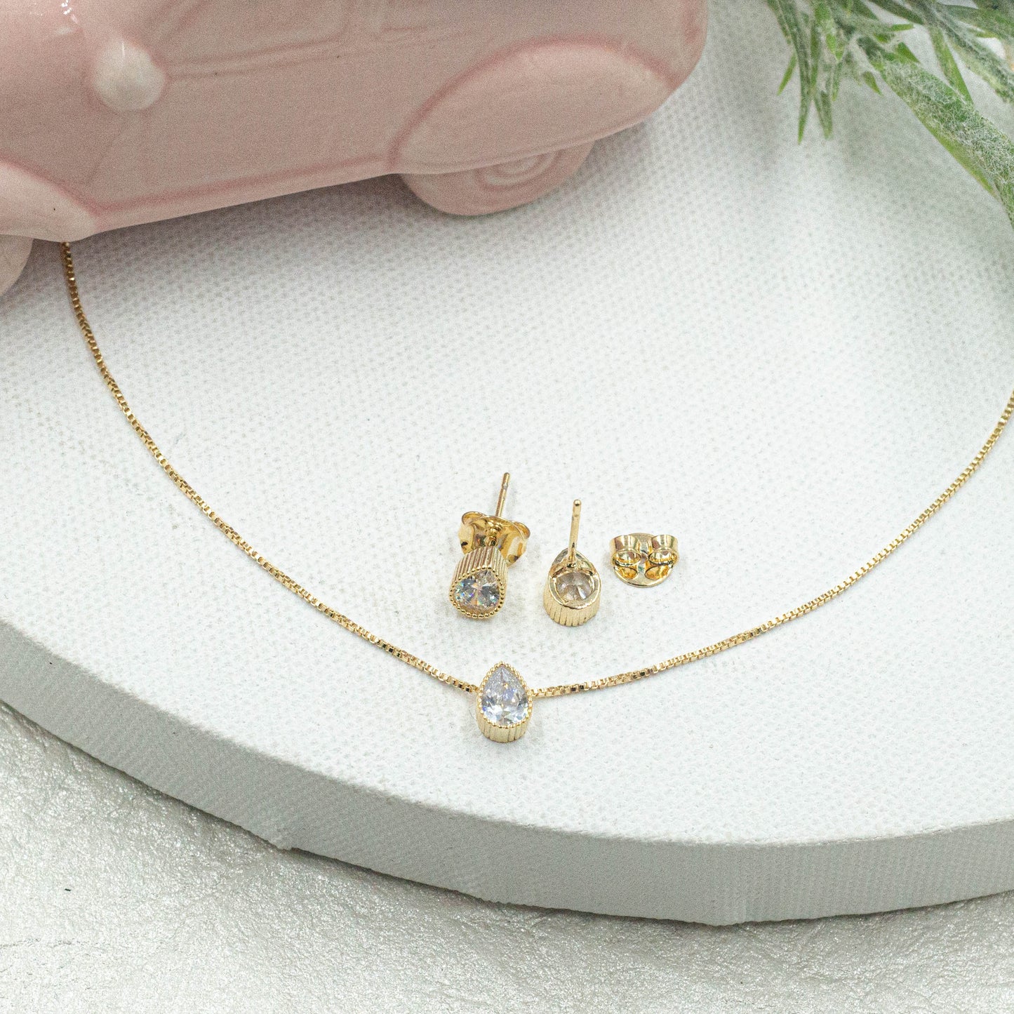 Cz Teardrop Jewelry Set