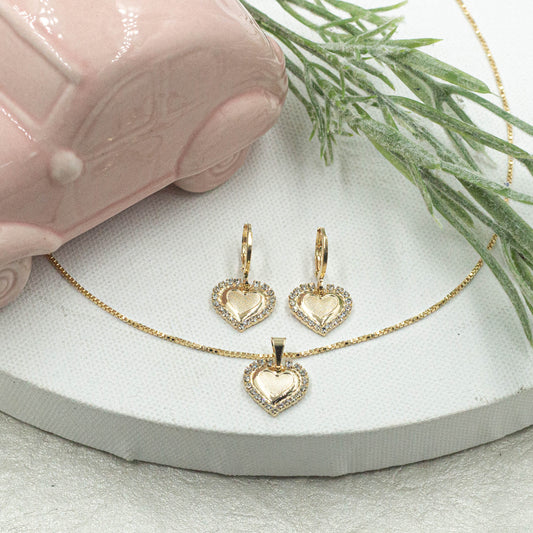 Cz Heart Jewelry Set