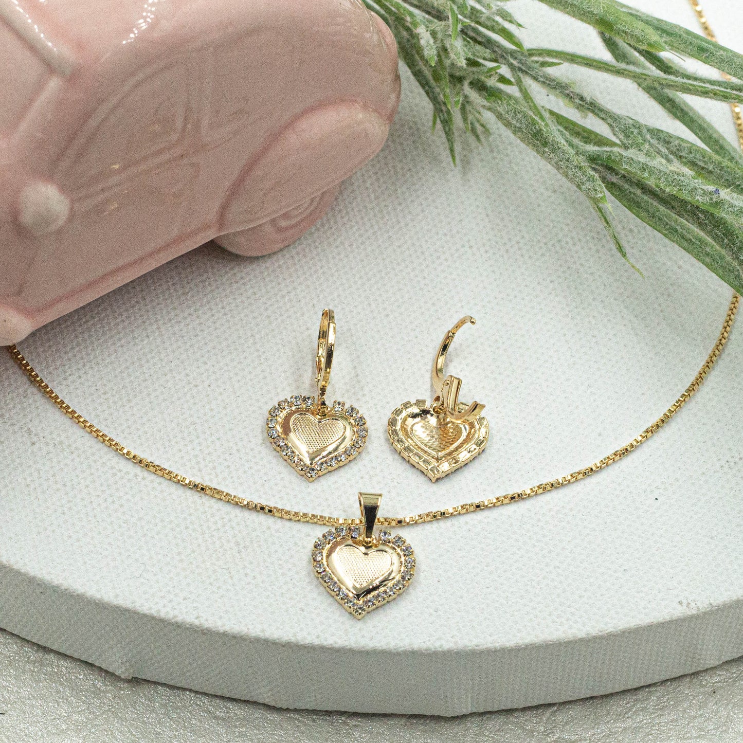 Cz Heart Jewelry Set