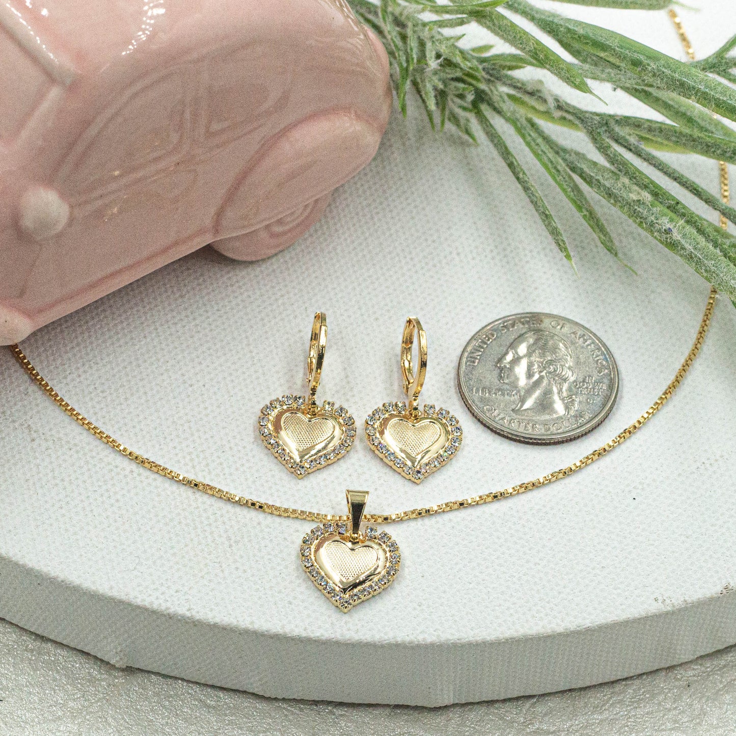 Cz Heart Jewelry Set