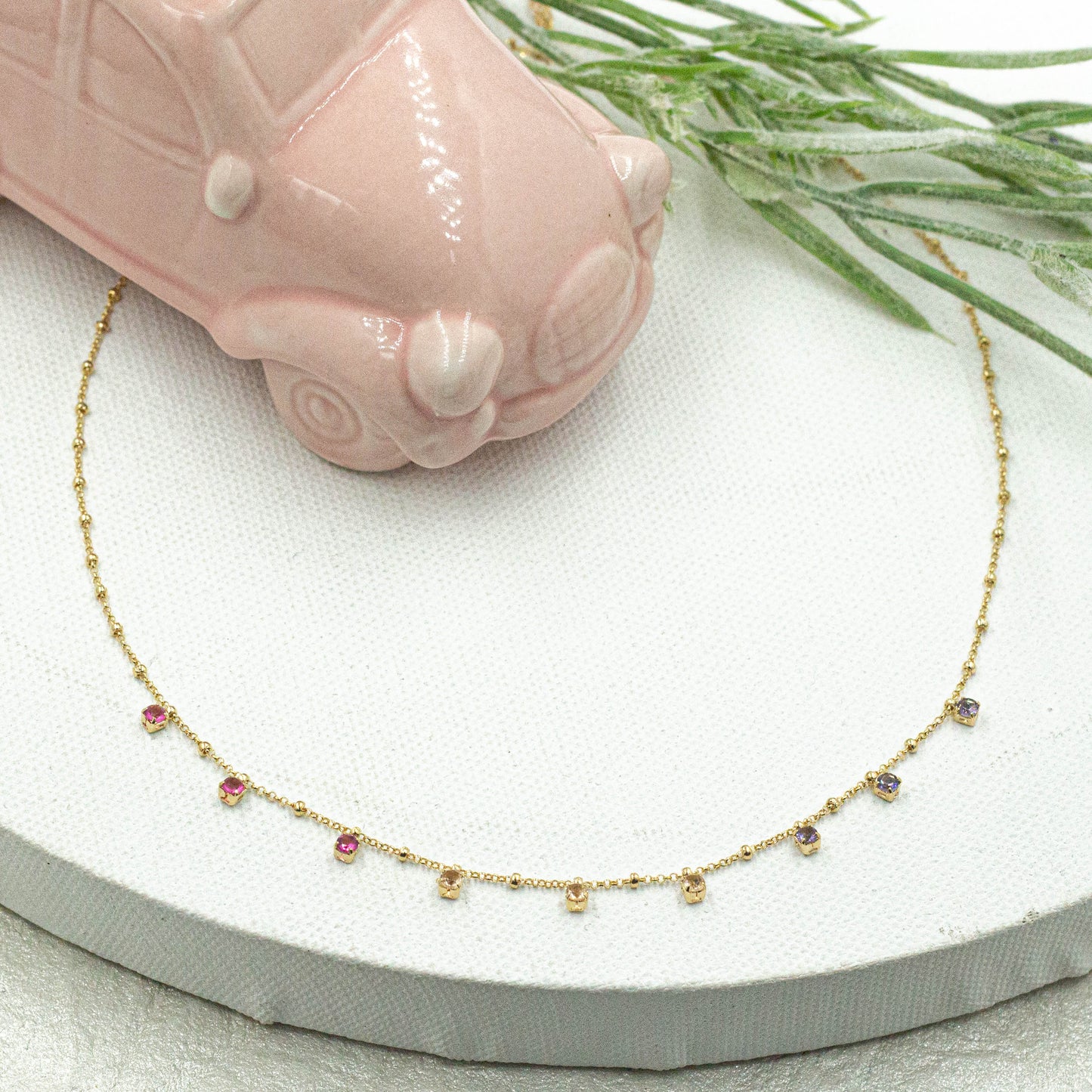 Minimalist Multicolor Stone Choker