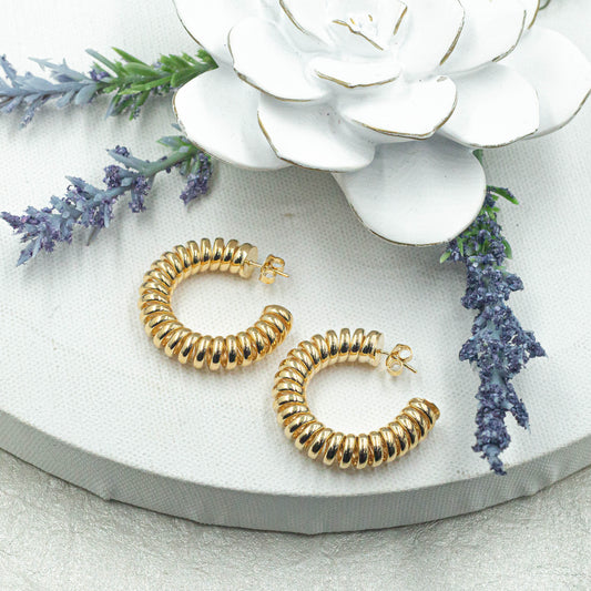 Spiral Cable Open Hoops Earrings