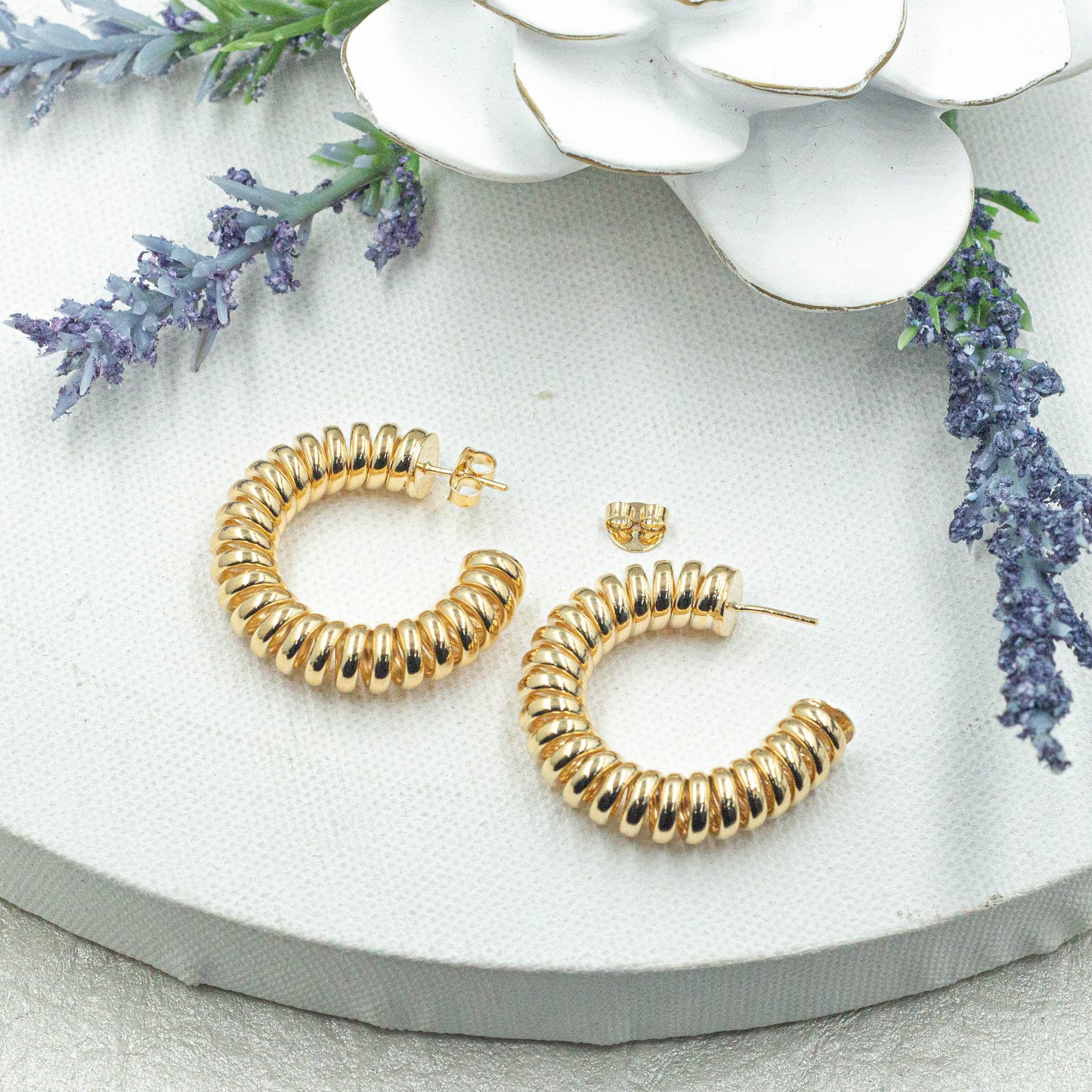 Spiral Cable Open Hoops Earrings