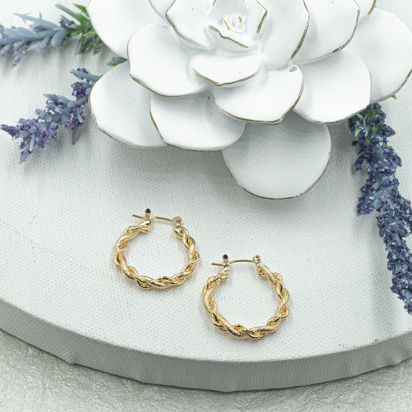 Textured Twisted Hoops Earrings