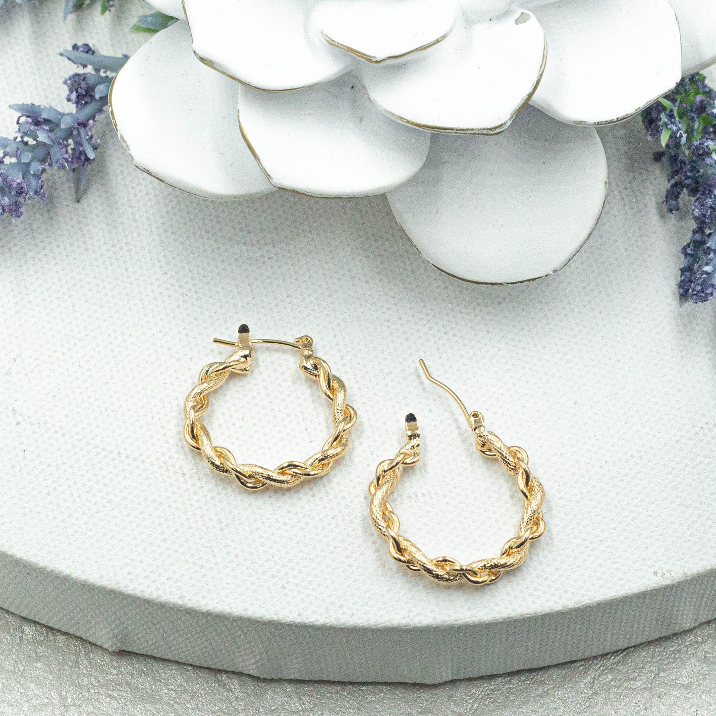 Textured Twisted Hoops Earrings