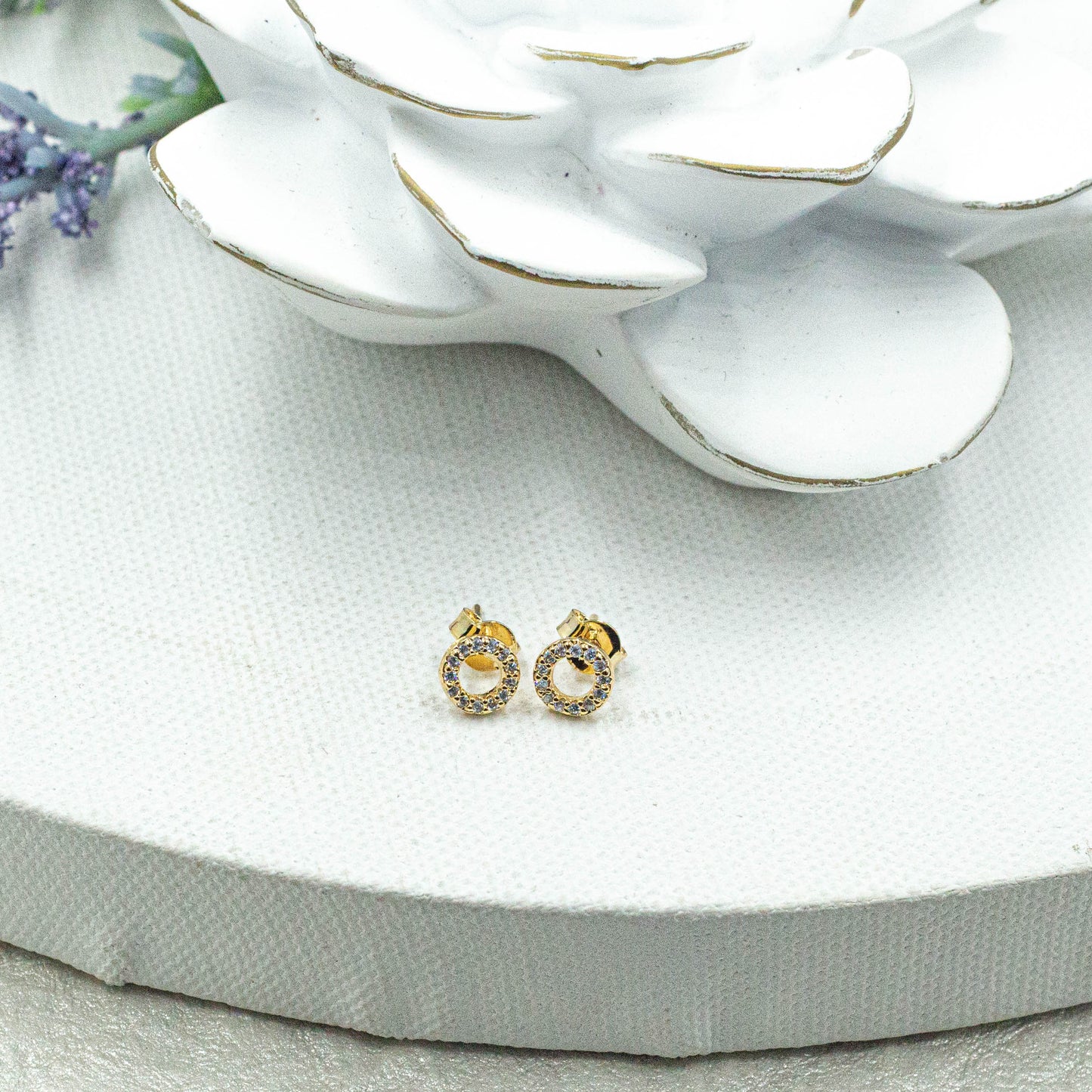 Dainty Cz Round Stud Earrings