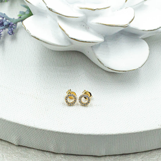 Dainty Cz Round Stud Earrings