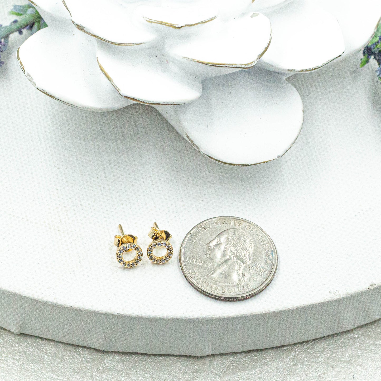 Dainty Cz Round Stud Earrings