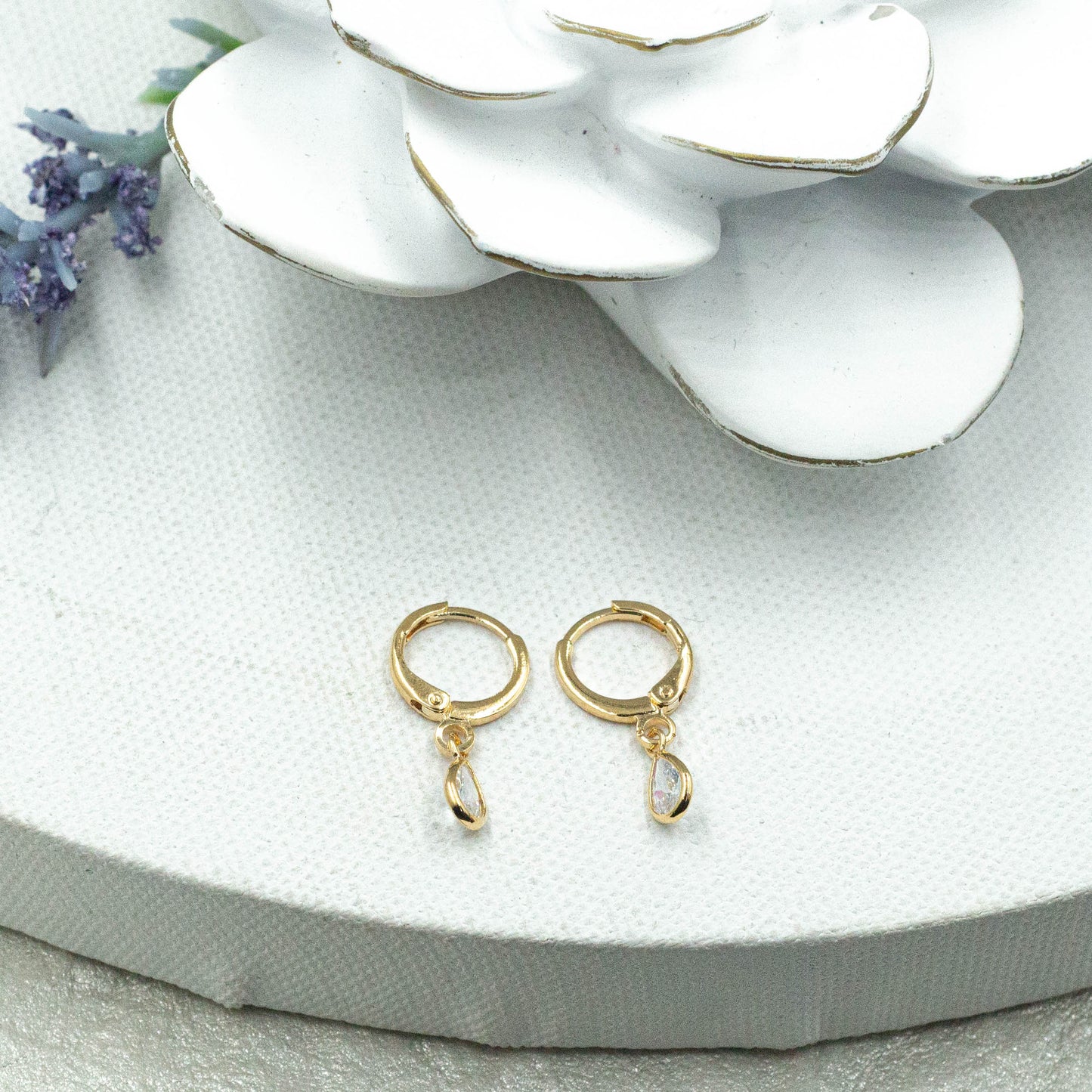 Dainty Dangle Cz Tear Earrings