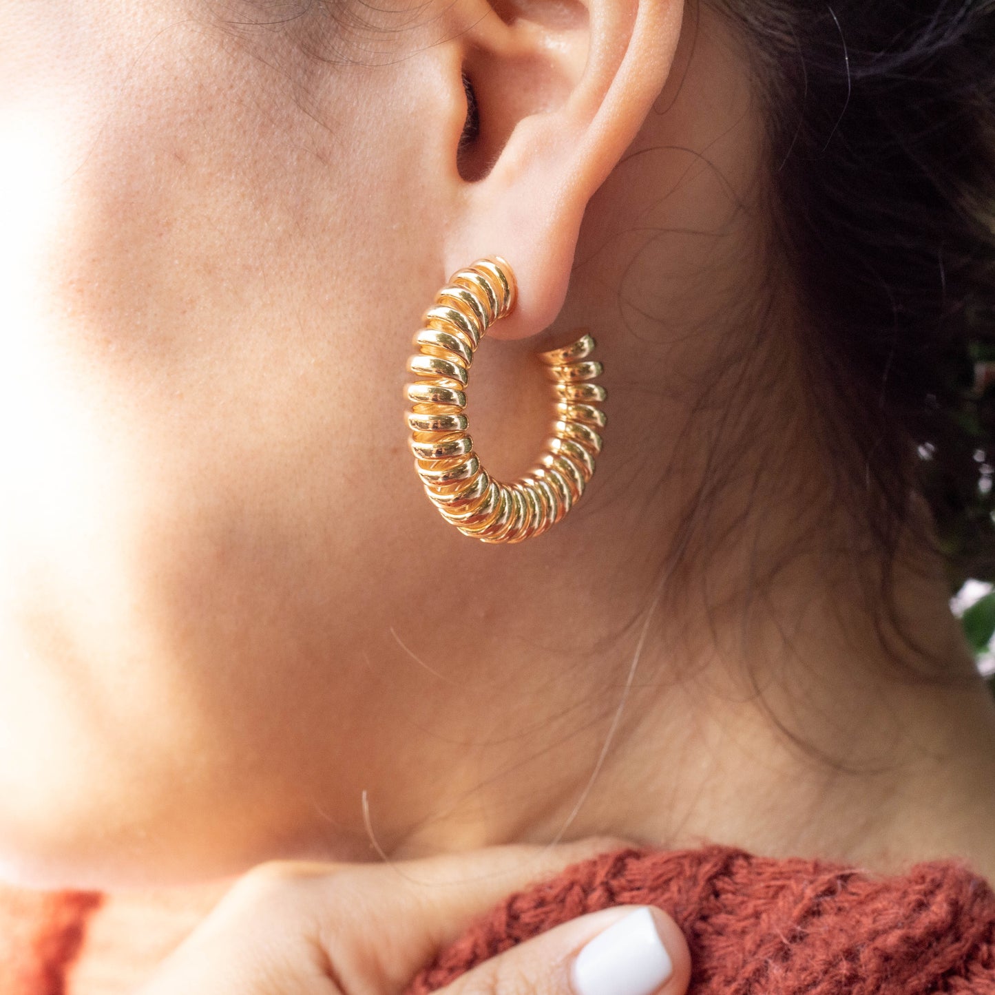 Spiral Cable Open Hoops Earrings