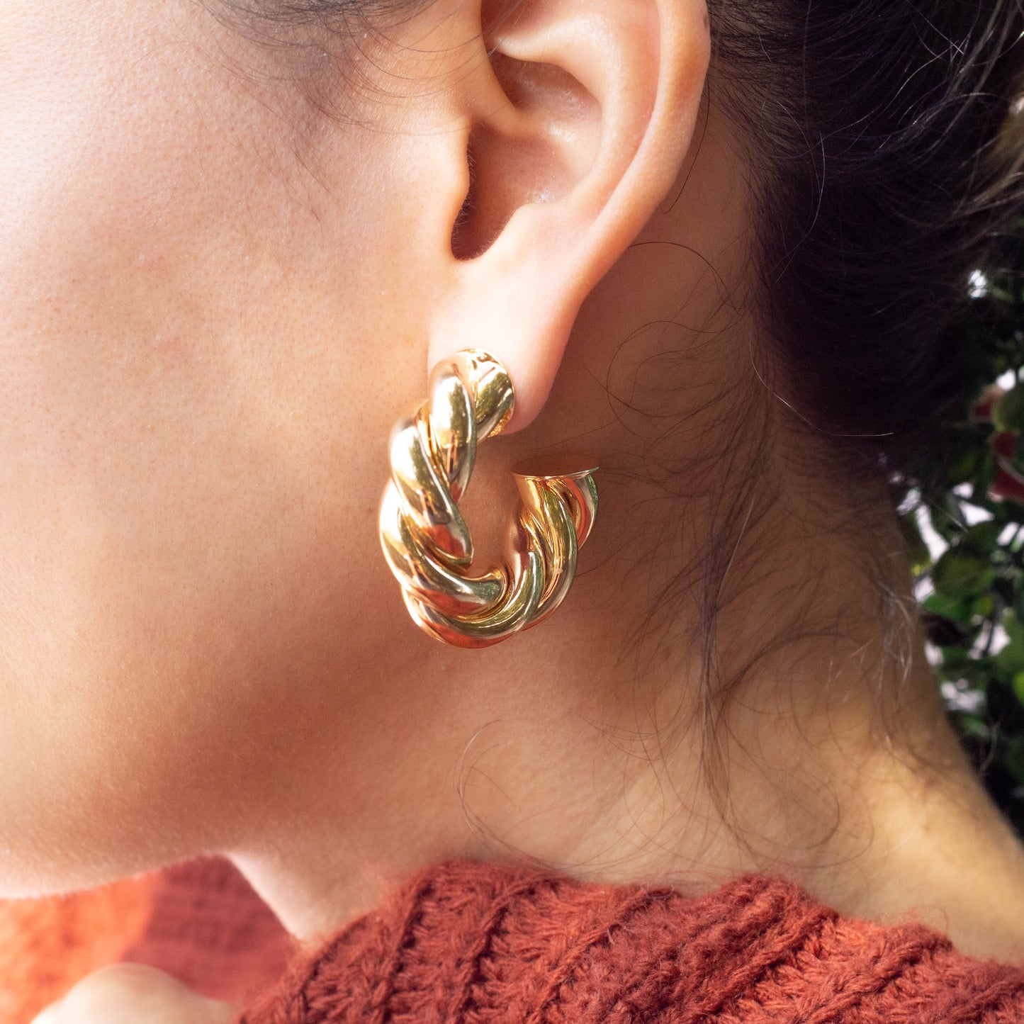 Chunky Twisted Open Hoops Earrings