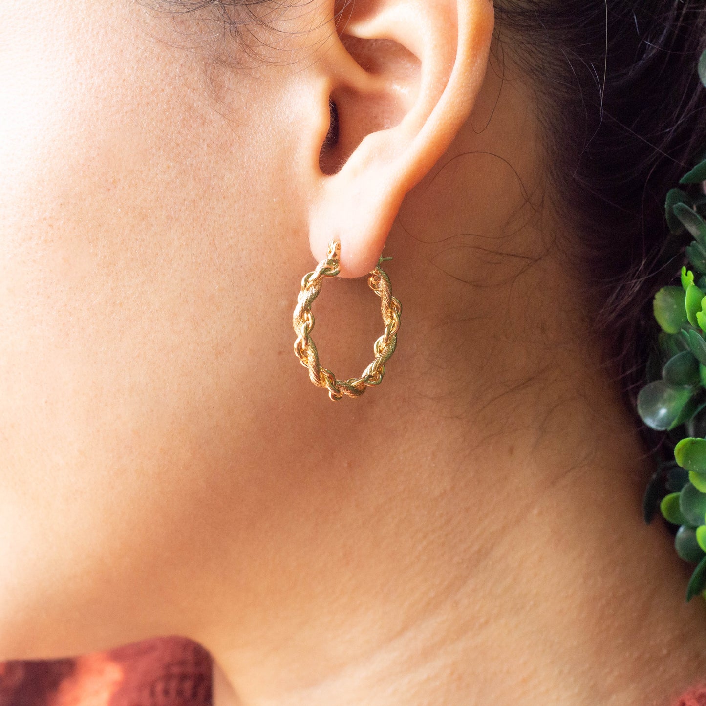 Textured Twisted Hoops Earrings