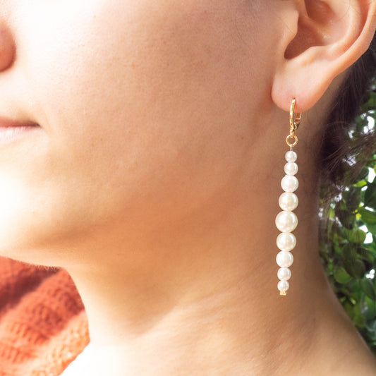 Long Hanging Pearls Earrings
