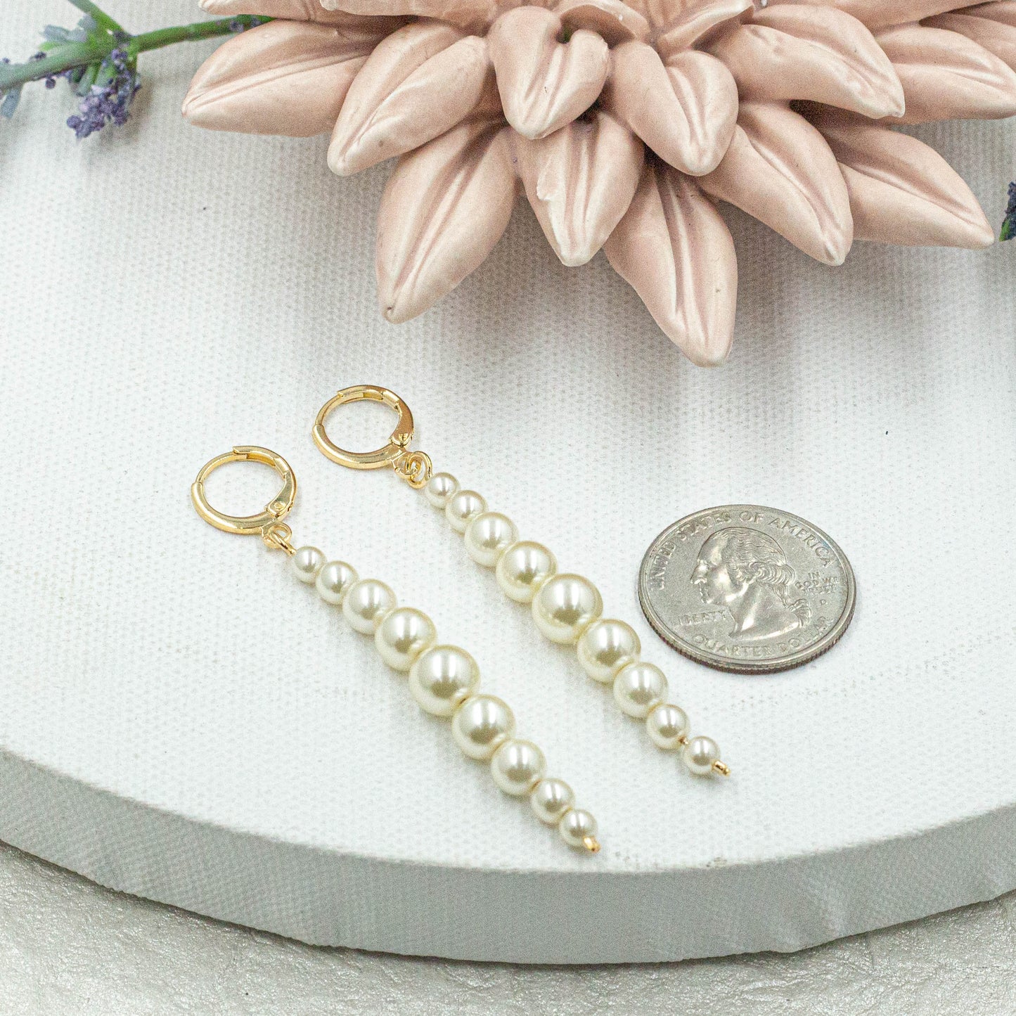 Long Hanging Pearls Earrings