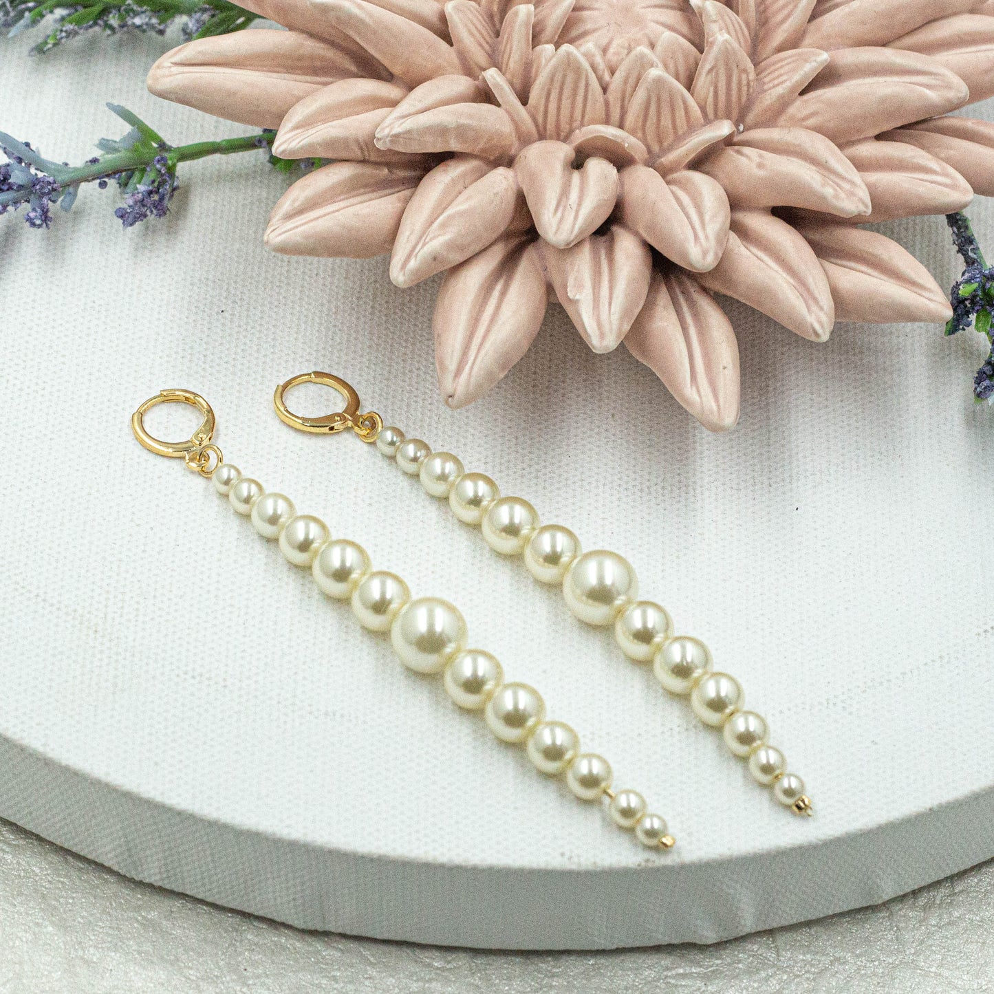 Long Hanging Pearls Earrings