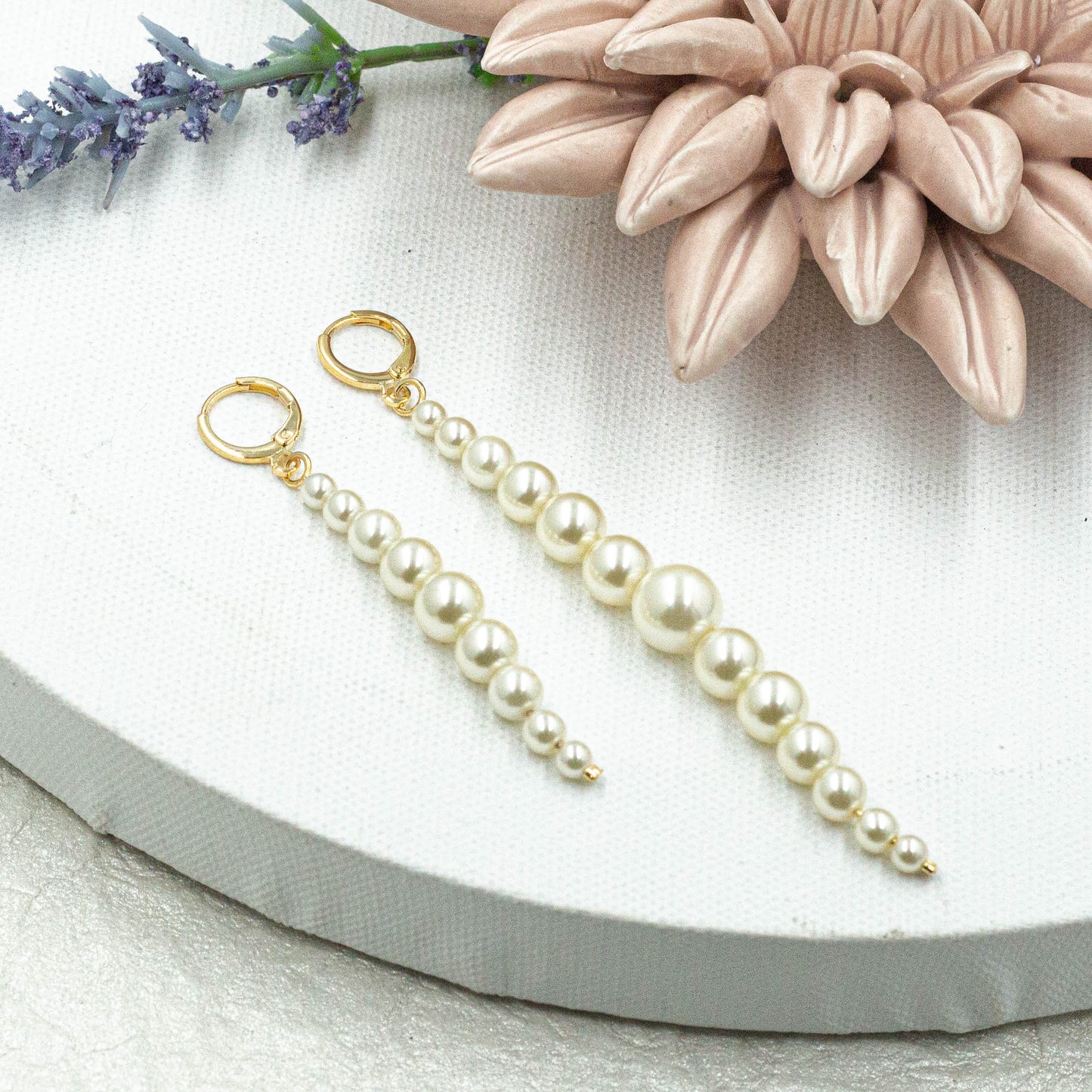 Long Hanging Pearls Earrings