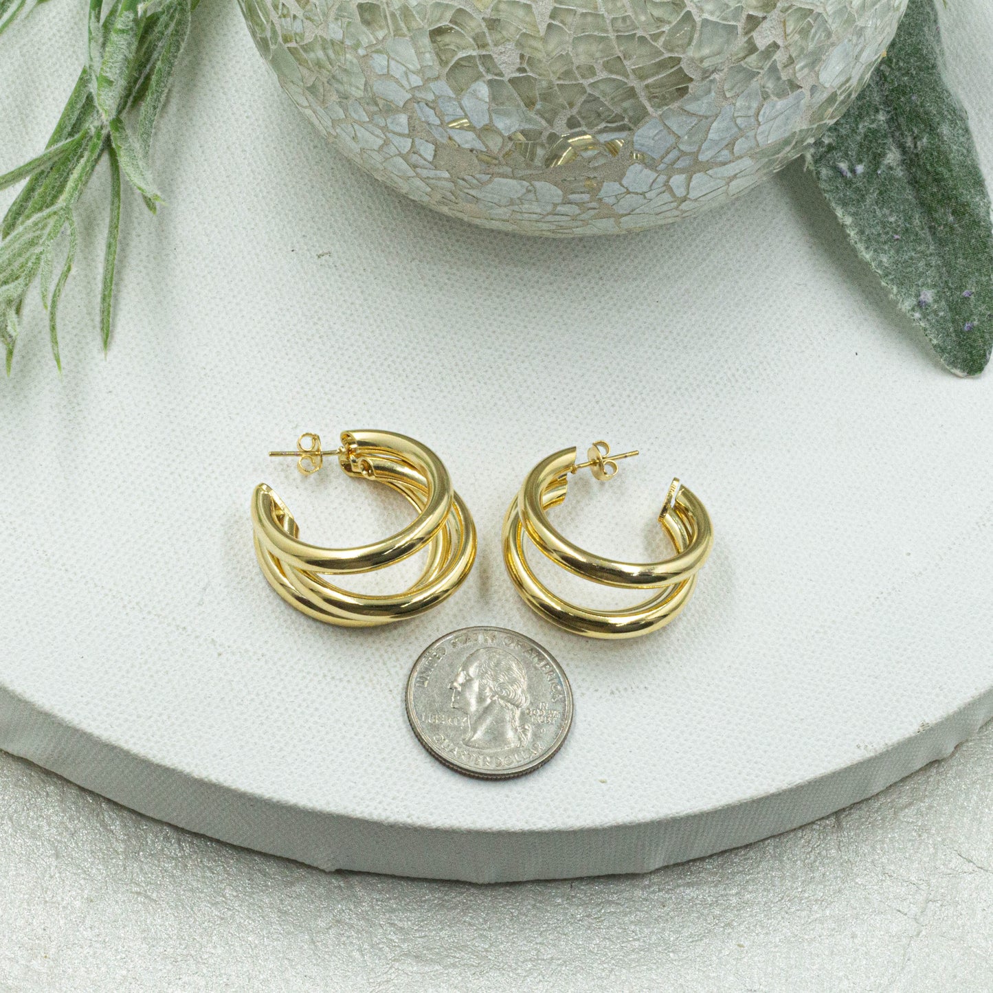 Chunky Triple Hoops Earrings