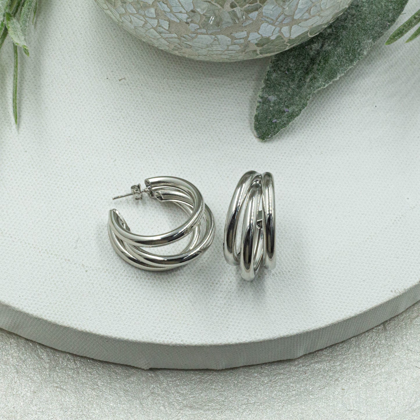 Chunky Triple Hoops Earrings