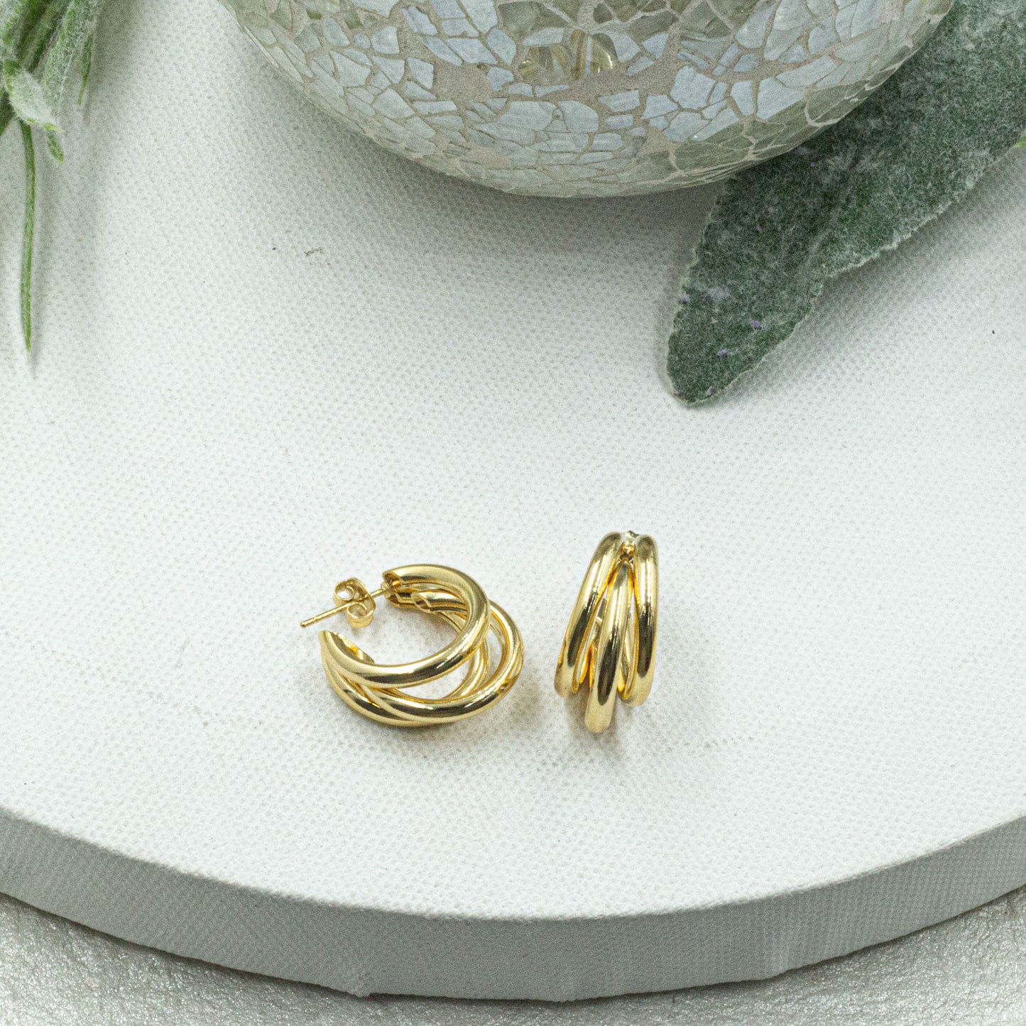 Small Chunky Triple Hoops Earrings