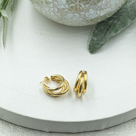 Small Chunky Triple Hoops Earrings