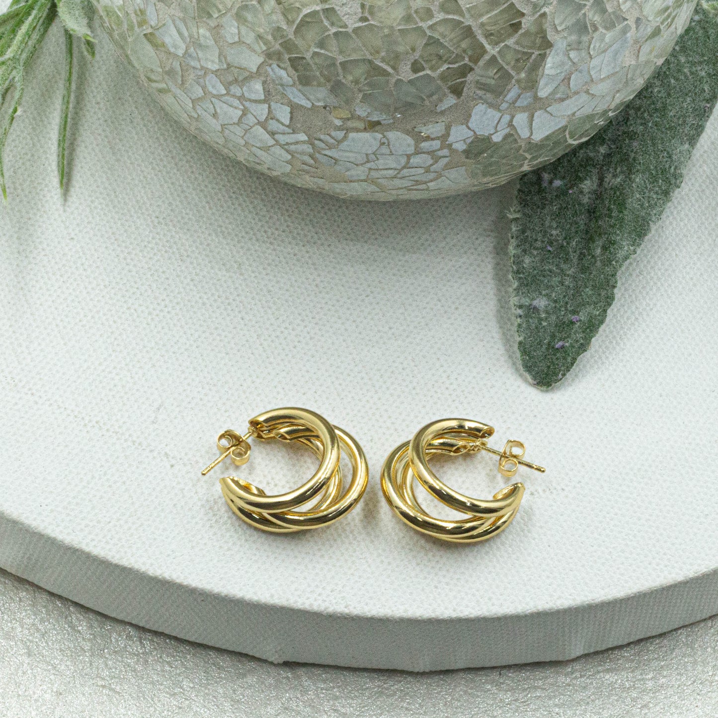 Small Chunky Triple Hoops Earrings