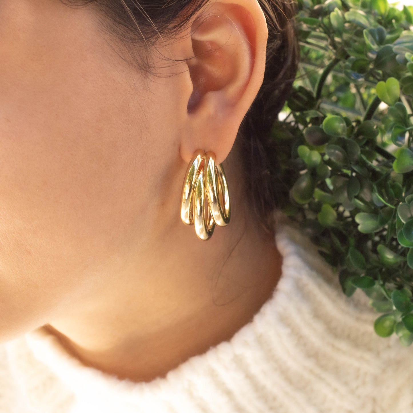 Chunky Triple Hoops Earrings