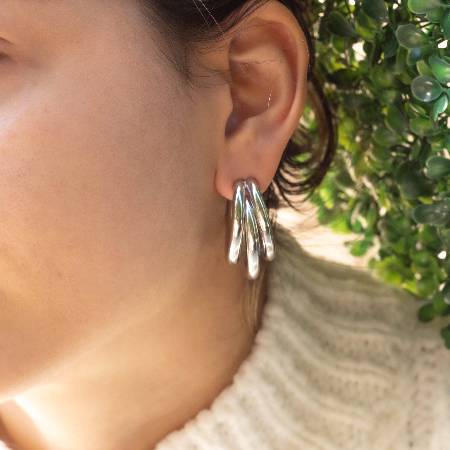 Chunky Triple Hoops Earrings