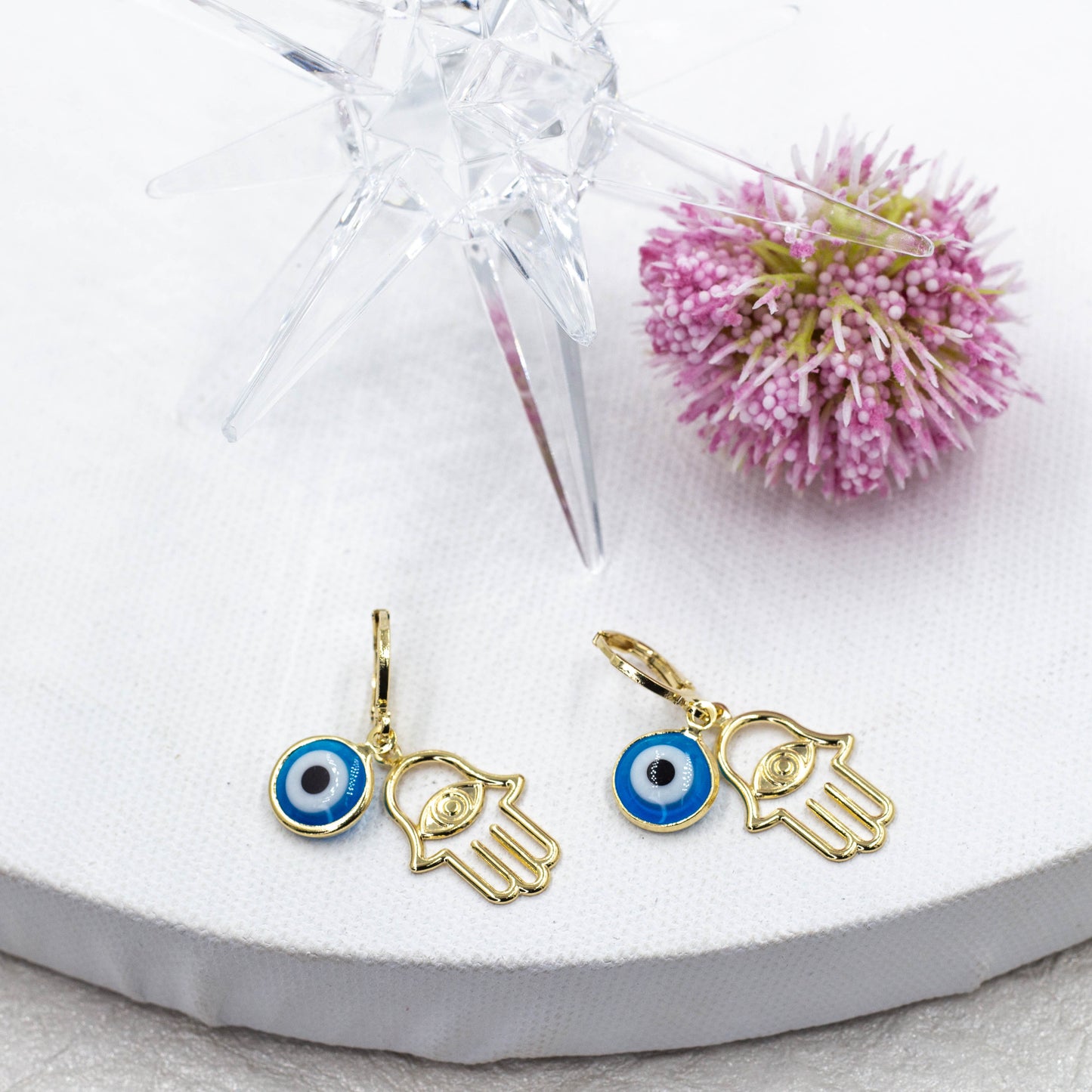 Evil and Hamsa Huggie Earrings