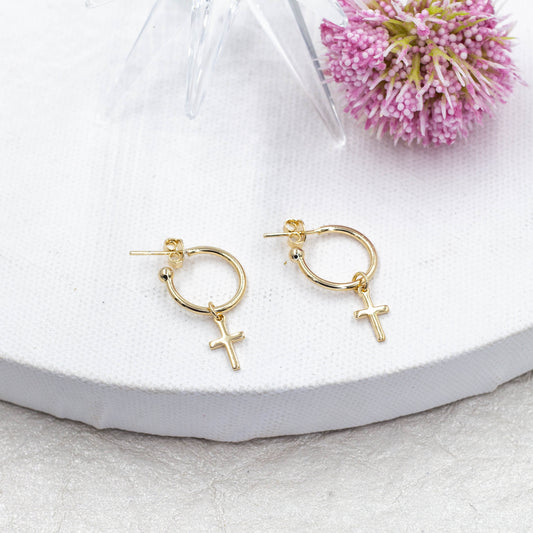 Cross Hoop Earrings