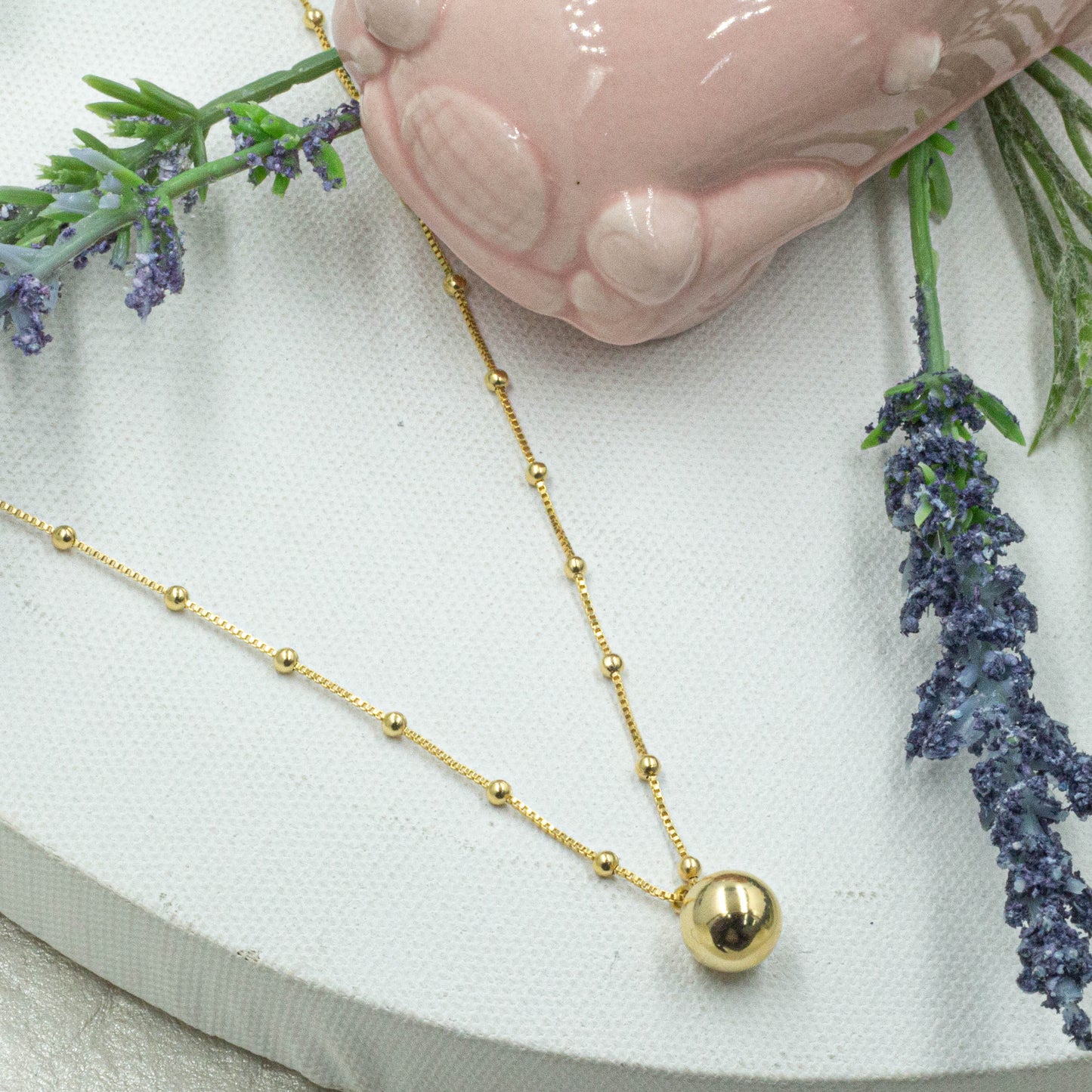 Beaded & Hanging Ball Necklace