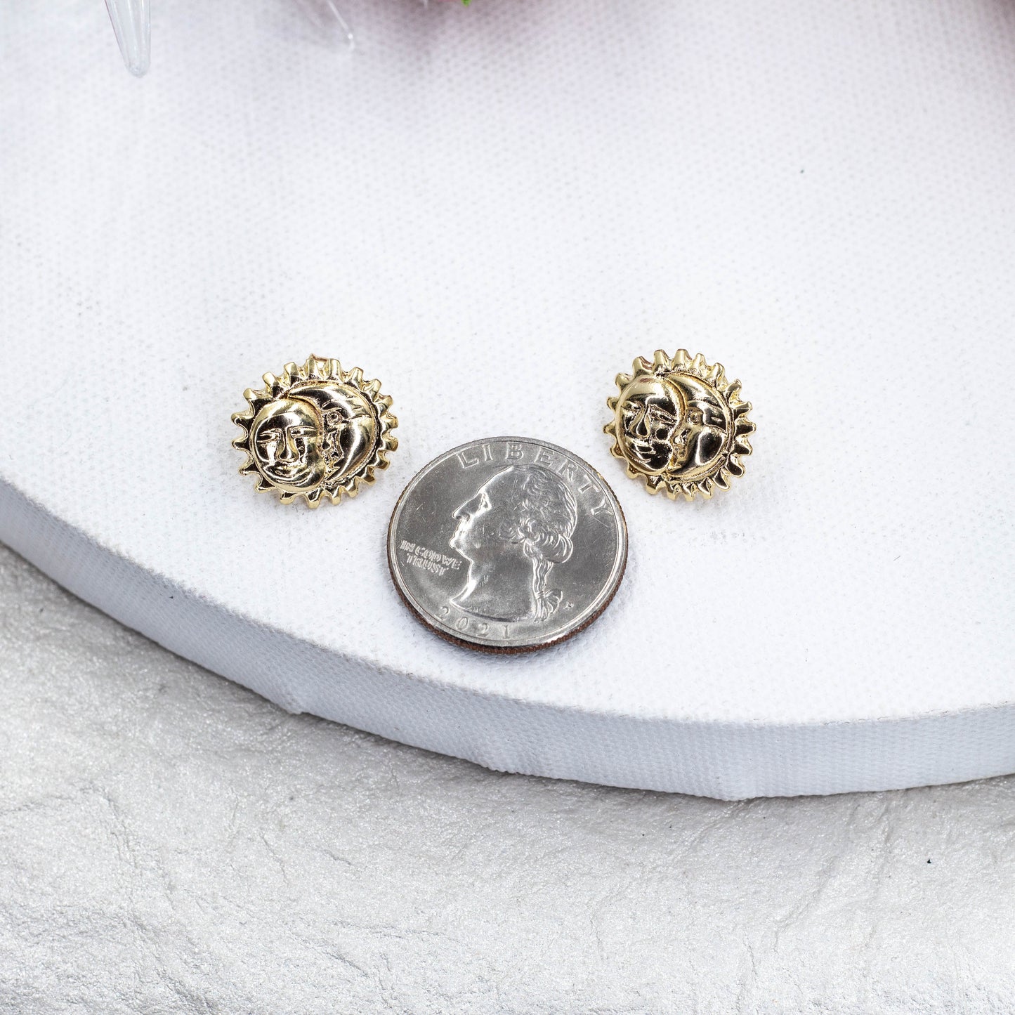 Sun and Moon face Stud Earrings