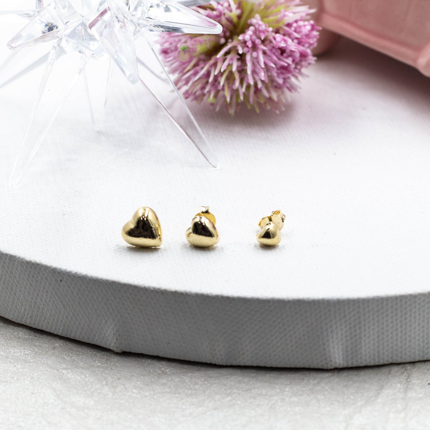 Set of Three Sizes Hearts Stud Earrings