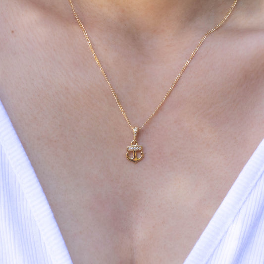 Cz Anchor Pendant