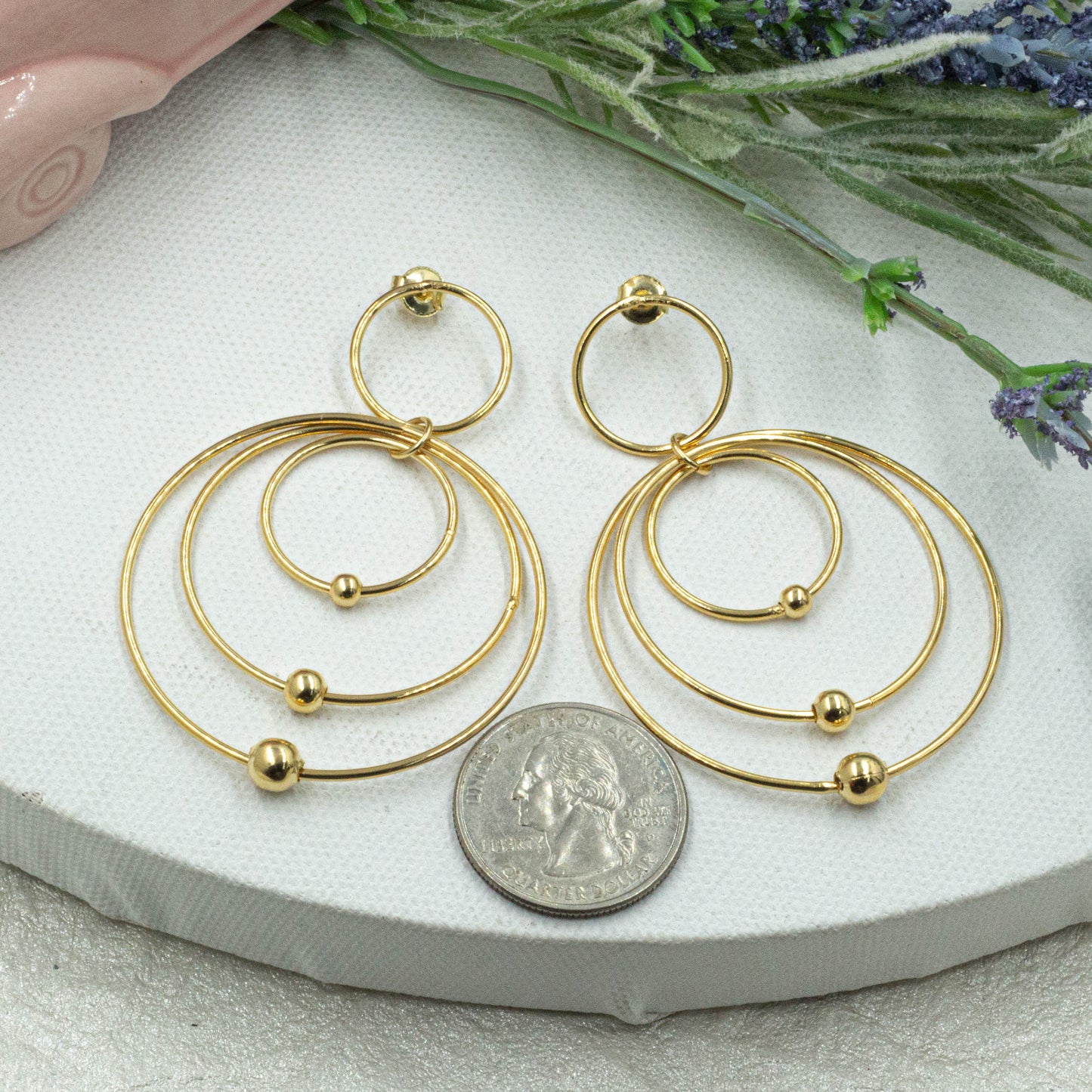 Triple Circle Dangle Earrings