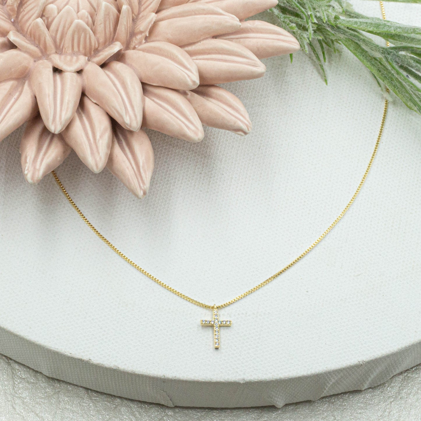 Dainty Cz Cross Necklace