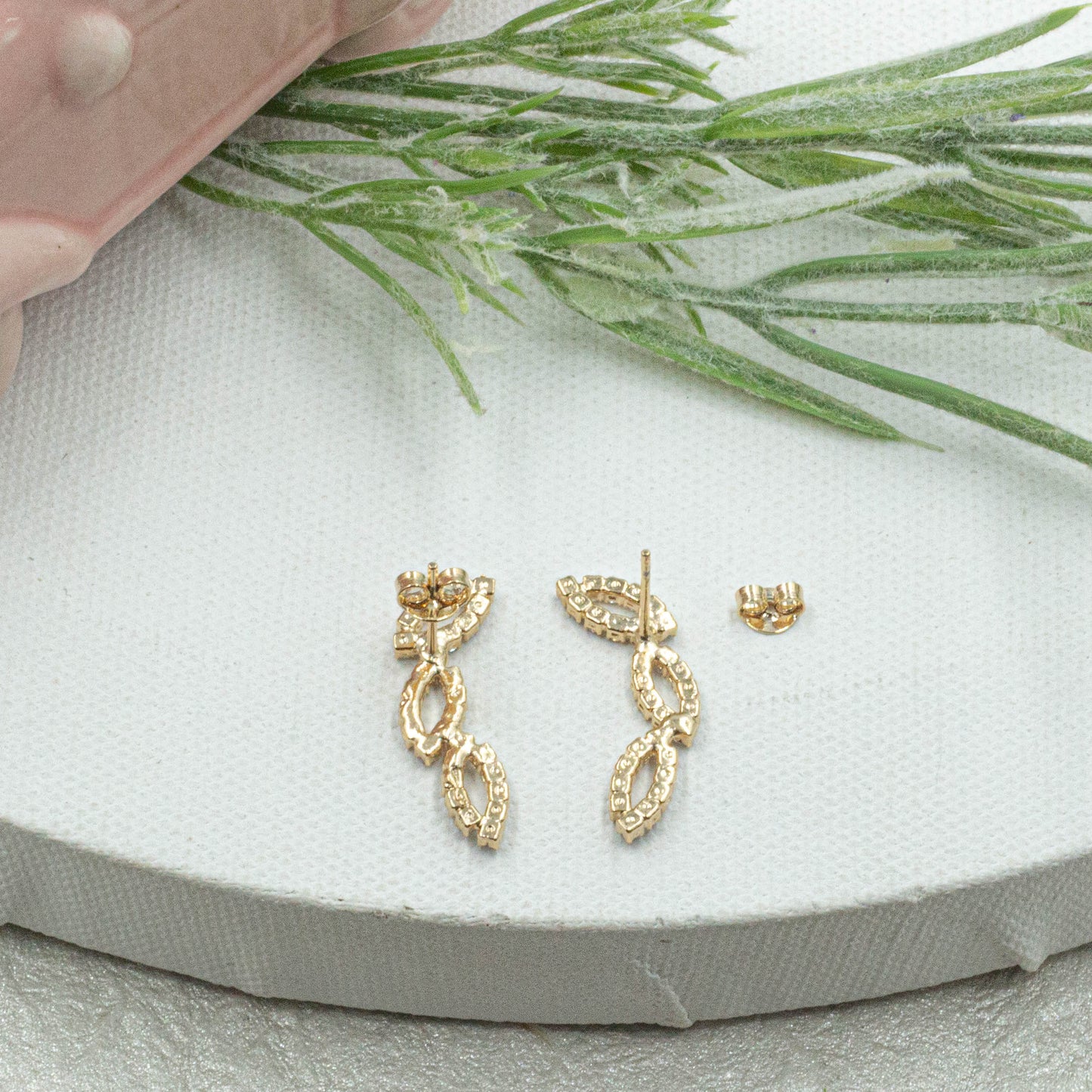 Cz Leaf Stud Earrings