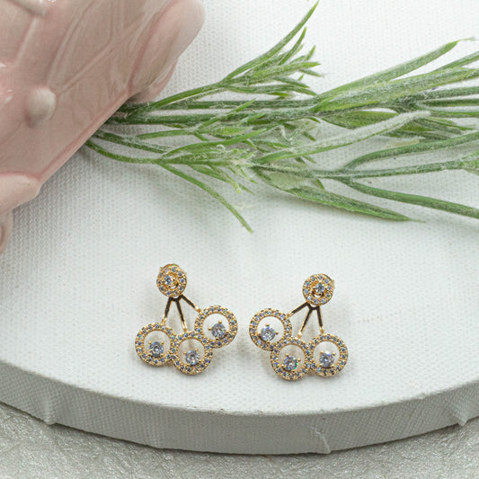 Cz Round Jacket Earrings