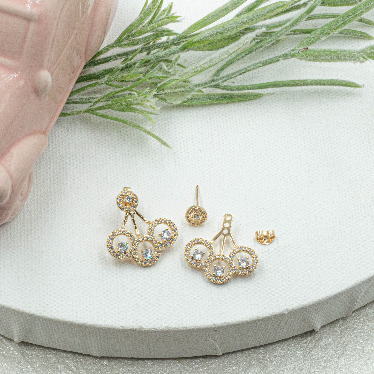 Cz Round Jacket Earrings