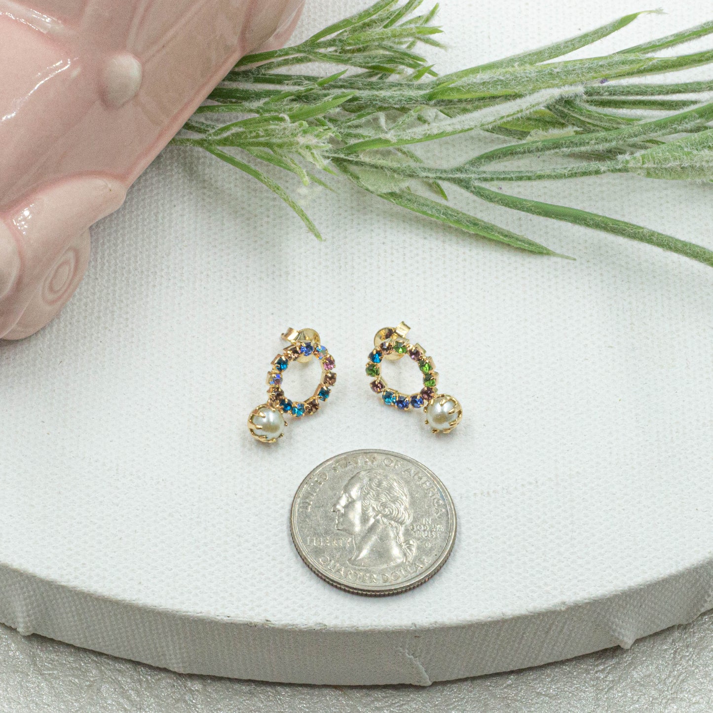 Circle Multicolor Cz Stud Earrings