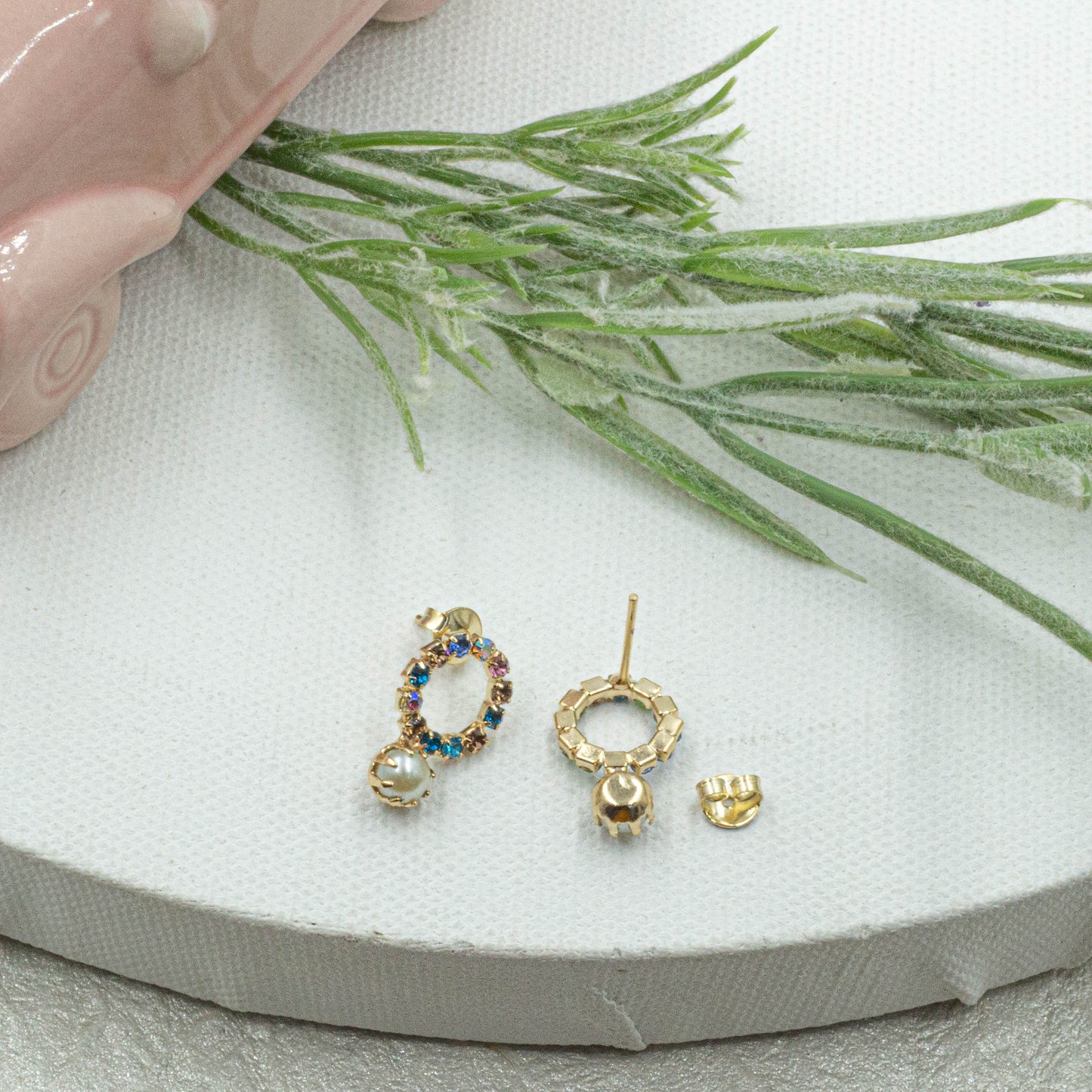 Circle Multicolor Cz Stud Earrings