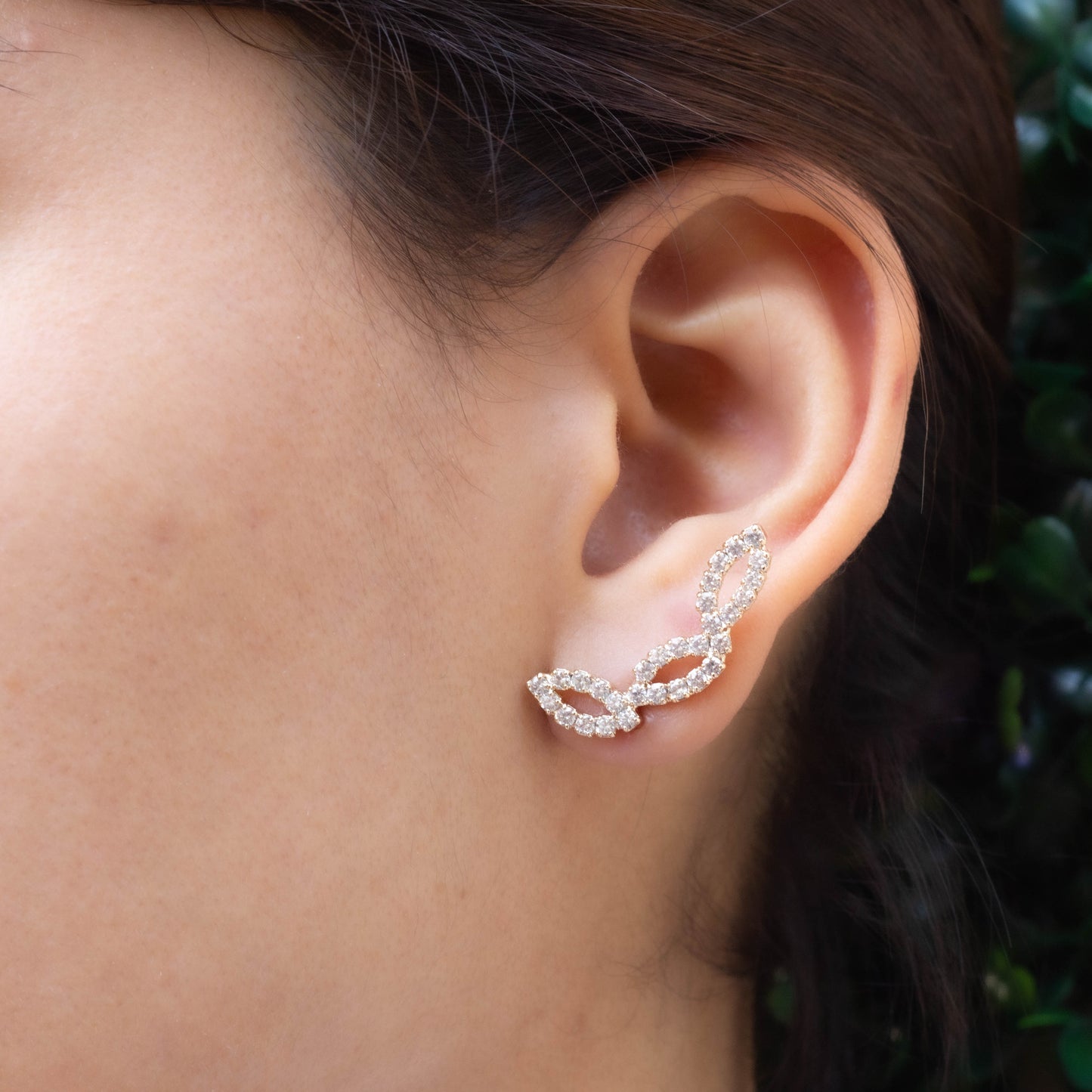 Cz Leaf Stud Earrings