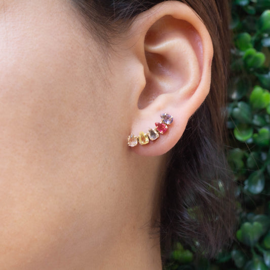 Colorful Cz Tear Stud Earrings