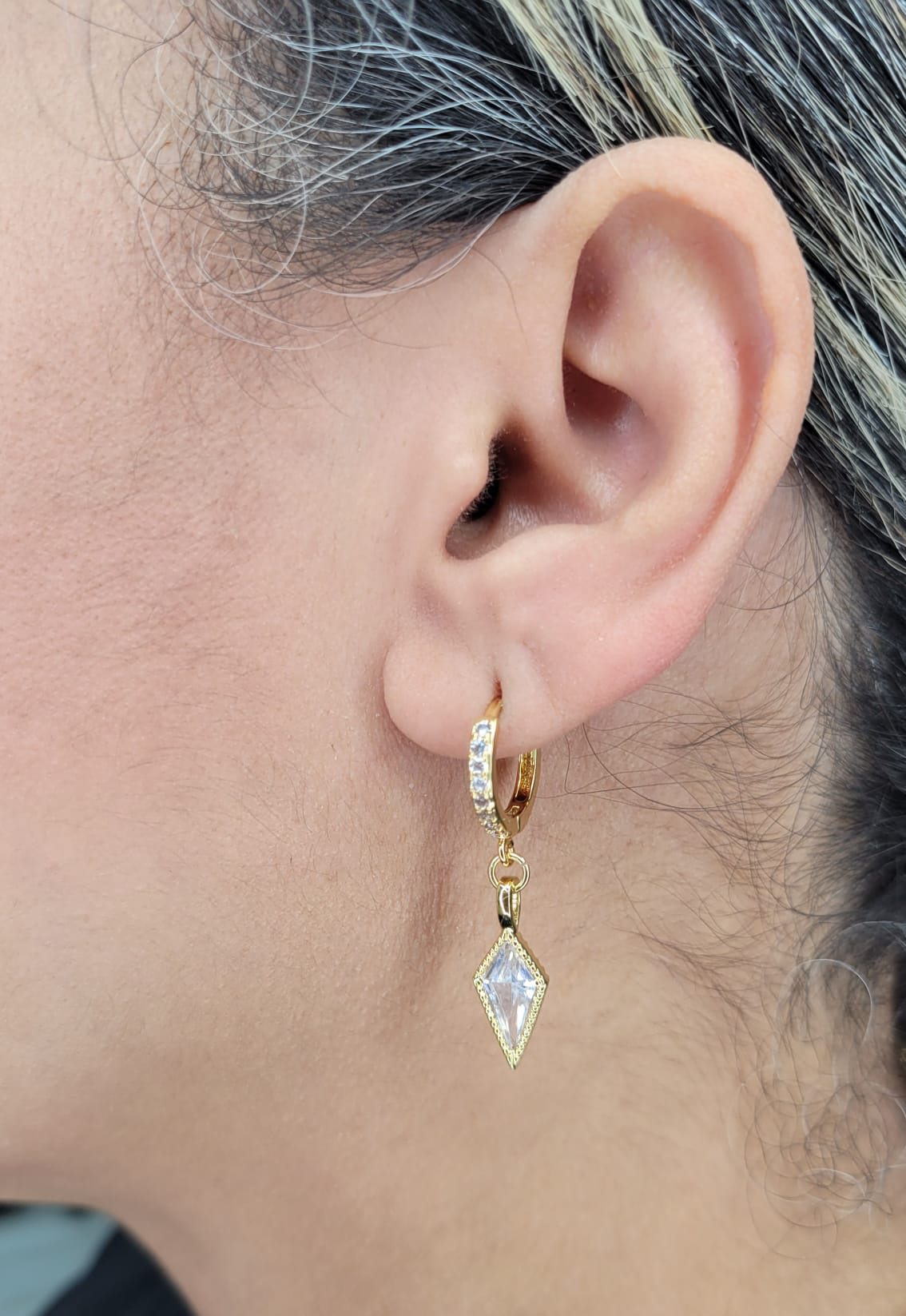 Diamond Cut Zirconia Huggie Earrings