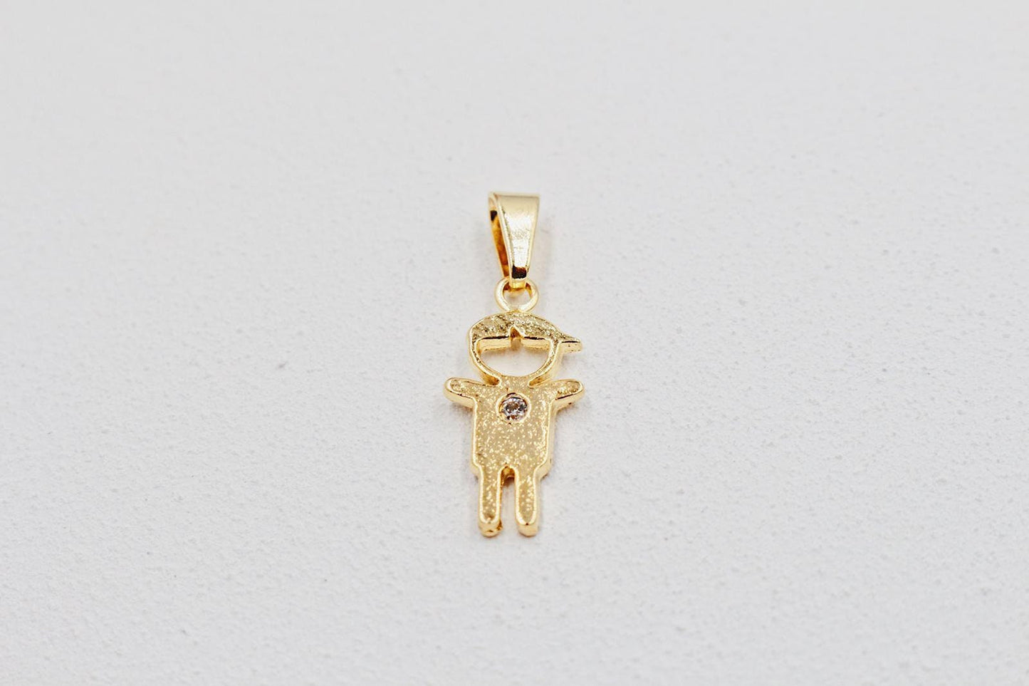 Little Boy with Cubic Zirconia Stone Pendant